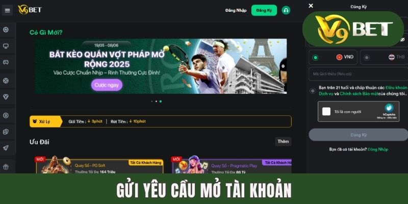 Gửi yêu cầu mở tài khoản